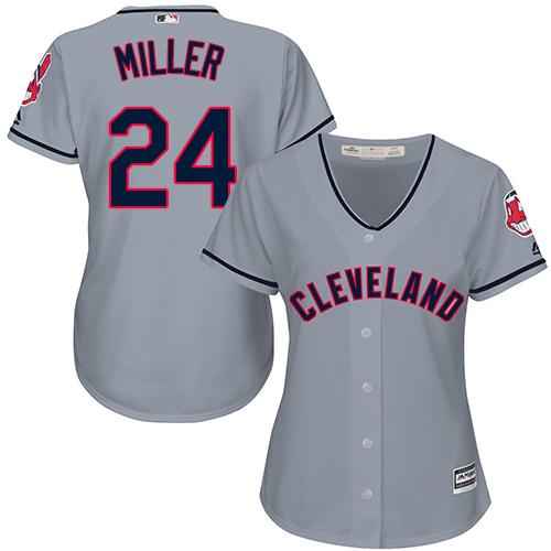 Indians #24 Andrew Miller Grey Women's Road Stitched MLB Jersey